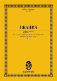 Brahms: Quintet B minor Opus 115 (Study Score) published by Eulenburg